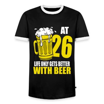 Men Beer Birthday Funny 26 Year Old Beer Lover - Men's Ringer Shirt - black/white - Front - AI Model Female 172 light (172cm) & AI Model Male 178 light (178cm)