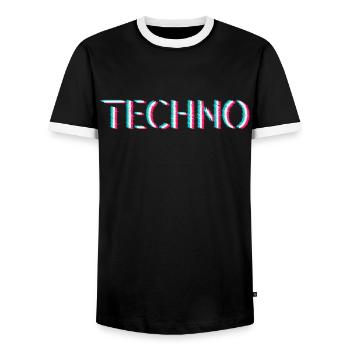 Techno Rave Festival Electro Musik Raver - Männer Kontrast-T-Shirt - Schwarz/Weiß - Vorne - AI Model Female 172 light (172cm) & AI Model Male 178 light (178cm)
