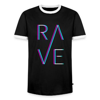 Techno Rave Festival Electro Musik Raver - Männer Kontrast-T-Shirt - Schwarz/Weiß - Vorne - AI Model Female 172 light (172cm) & AI Model Male 178 light (178cm)