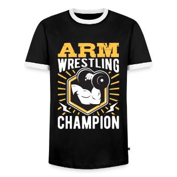 Arm Wrestling Champion - Männer Kontrast-T-Shirt - Schwarz/Weiß - Vorne - AI Model Female 172 light (172cm) & AI Model Male 178 light (178cm)