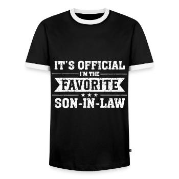 C’est officiel Je suis le gendre préféré - T-shirt contrasté Homme - noir/blanc - Devant - AI Model Female 172 light (172cm) & AI Model Male 178 light (178cm)