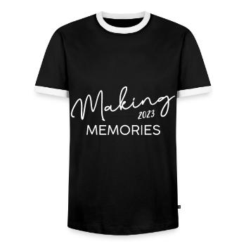 Making Memories 2023 Famille Ami Vacances Reunio - T-shirt contrasté Homme - noir/blanc - Devant - AI Model Female 172 light (172cm) & AI Model Male 178 light (178cm)