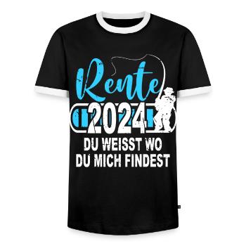 Rentner Angler Geschenk 2024 Angeln - Männer Kontrast-T-Shirt - Schwarz/Weiß - Vorne - AI Model Female 172 light (172cm) & AI Model Male 178 light (178cm)