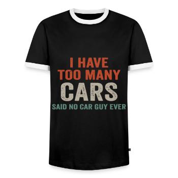 J’ai trop de voitures dit aucun gars de voiture jamais courir G - T-shirt contrasté Homme - noir/blanc - Devant - AI Model Female 172 light (172cm) & AI Model Male 178 light (178cm)
