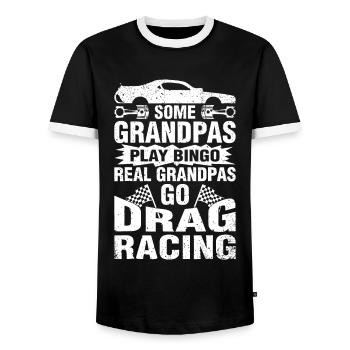 Drag Racing Opa Autoliebhaber für Großväter MMf - Männer Kontrast-T-Shirt - Schwarz/Weiß - Vorne - AI Model Female 172 light (172cm) & AI Model Male 178 light (178cm)