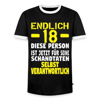 18 Geburtstag Geburtstagsgeschenk volljährig - Männer Kontrast-T-Shirt - Schwarz/Weiß - Vorne - AI Model Female 172 light (172cm) & AI Model Male 178 light (178cm)