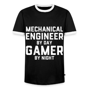 Mechanical Engineer By Day Gamer By Night Meme For - Men's Ringer Shirt - black/white - Front - AI Model Female 172 light (172cm) & AI Model Male 178 light (178cm)