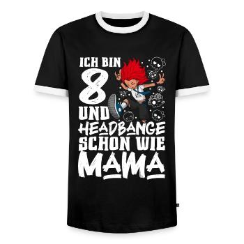 I'm 8 - Girl Rocker - Men's Ringer Shirt - black/white - Front - AI Model Female 172 light (172cm) & AI Model Male 178 light (178cm)