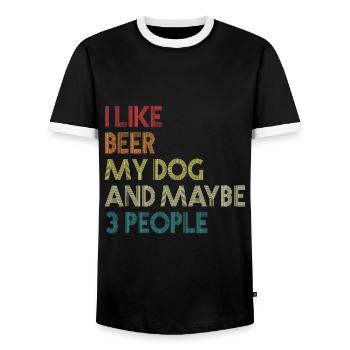 I Like Beer My Dog And Maybe 3 People Quote Vintag - Men's Ringer Shirt - black/white - Front - AI Model Female 172 light (172cm) & AI Model Male 178 light (178cm)