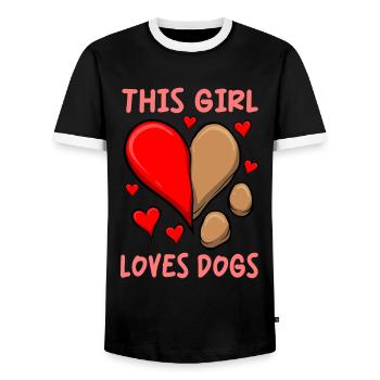 Hund für Mädchen Hundebesitzer Hund Liebhaber Valentinstag - Männer Kontrast-T-Shirt - Schwarz/Weiß - Vorne - AI Model Female 172 light (172cm) & AI Model Male 178 light (178cm)