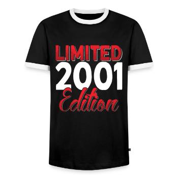 Année 2001 Retro Bitrthday Edition Limitée - T-shirt contrasté Homme - noir/blanc - Devant - AI Model Female 172 light (172cm) & AI Model Male 178 light (178cm)