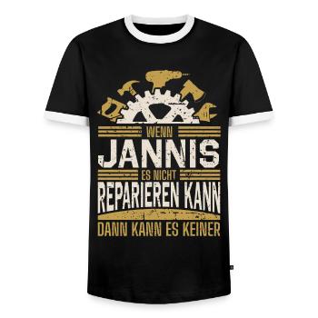 Jannis Name Geschenk Geburtstag - Männer Kontrast-T-Shirt - Schwarz/Weiß - Vorne - AI Model Female 172 light (172cm) & AI Model Male 178 light (178cm)