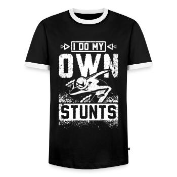 I do my own stunts rollerblade inline skating - Men's Ringer Shirt - black/white - Front - AI Model Female 172 light (172cm) & AI Model Male 178 light (178cm)