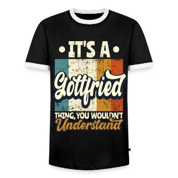 Name Gottfried Gift Birthday Saying - Men's Ringer Shirt - black/white - Front - AI Model Female 172 light (172cm) & AI Model Male 178 light (178cm)