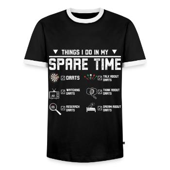 Things I do in my spare time playing darts - Männer Kontrast-T-Shirt - Schwarz/Weiß - Vorne - AI Model Female 172 light (172cm) & AI Model Male 178 light (178cm)