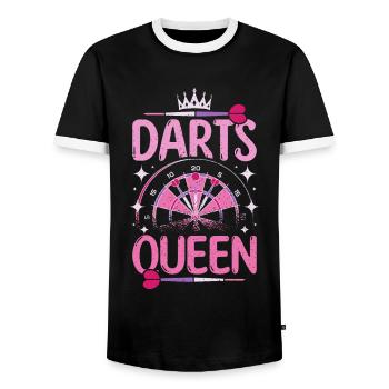 Darts queen - Männer Kontrast-T-Shirt - Schwarz/Weiß - Vorne - AI Model Female 172 light (172cm) & AI Model Male 178 light (178cm)