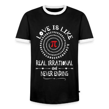 Liebe Irrationale Mathe Süße Valentinstag PI-Day Idee - Männer Kontrast-T-Shirt - Schwarz/Weiß - Vorne - AI Model Female 172 light (172cm) & AI Model Male 178 light (178cm)