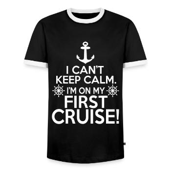 I Can't Keep Calm First Cruise - Men's Ringer Shirt - black/white - Front - AI Model Female 172 light (172cm) & AI Model Male 178 light (178cm)