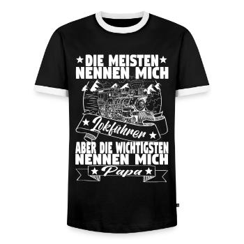 Dampflok Lokführer Eisenbahner Eisenbahn Vater - Männer Kontrast-T-Shirt - Schwarz/Weiß - Vorne - AI Model Female 172 light (172cm) & AI Model Male 178 light (178cm)
