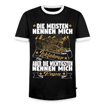 Dampflok Lokführer Eisenbahner Eisenbahn Vater - Männer Kontrast-T-Shirt - Schwarz/Weiß - Vorne - AI Model Female 172 light (172cm) & AI Model Male 178 light (178cm)