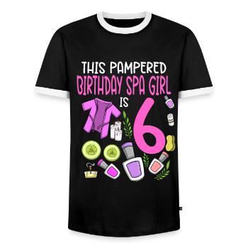 Spa Birthday For Girls 6th Spa Birthday Party - Men's Ringer Shirt - black/white - Front - AI Model Female 172 light (172cm) & AI Model Male 178 light (178cm)