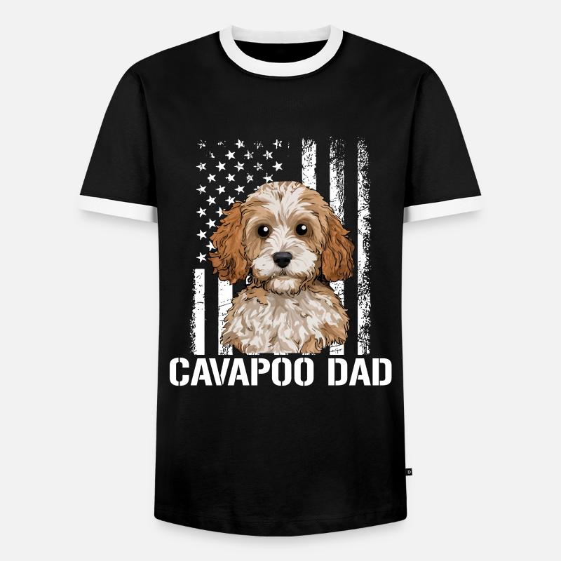 Chien Cavapoo, Cavapoo - T-shirt contrasté Homme - noir/blanc