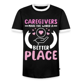 Les aidants naturels rendent le monde meilleur - T-shirt contrasté Homme - noir/blanc - Devant - AI Model Female 172 light (172cm) & AI Model Male 178 light (178cm)