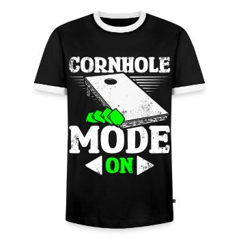 Mode Cornhole activé - T-shirt contrasté Homme - noir/blanc - Devant - AI Model Female 172 light (172cm) & AI Model Male 178 light (178cm)