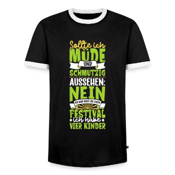 Müde und schmutzig - vier Kinder - Männer Kontrast-T-Shirt - Schwarz/Weiß - Vorne - AI Model Female 172 light (172cm) & AI Model Male 178 light (178cm)