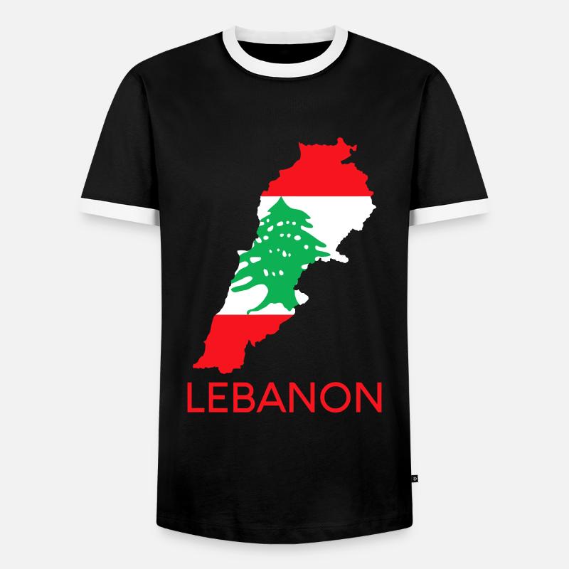 Liban Drapeau Cèdre Beyrouth Arabe libanais Ara - T-shirt contrasté Homme - noir/blanc