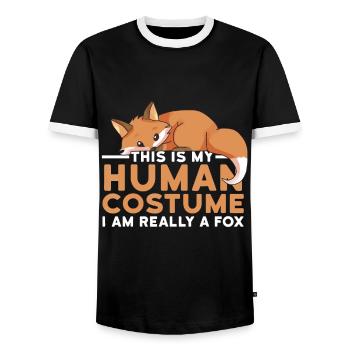 This Is My Human Costume I'm Really A Fox Hallowee - Men's Ringer Shirt - black/white - Front - AI Model Female 172 light (172cm) & AI Model Male 178 light (178cm)