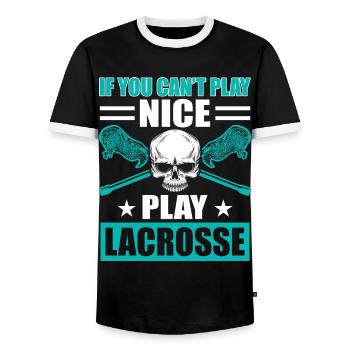Lacrosse LAX Club Team Players Coaches Fans Coach - T-shirt contrasté Homme - noir/blanc - Devant - AI Model Female 172 light (172cm) & AI Model Male 178 light (178cm)