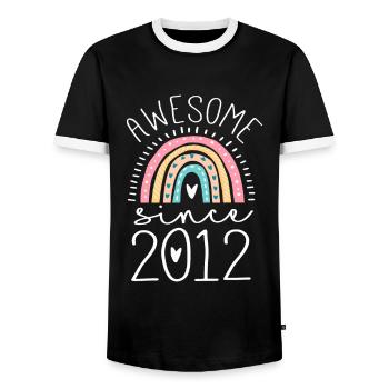 Awesome Since 2012 10th Birthday Rainbow Gifts Bor - Men's Ringer Shirt - black/white - Front - AI Model Female 172 light (172cm) & AI Model Male 178 light (178cm)