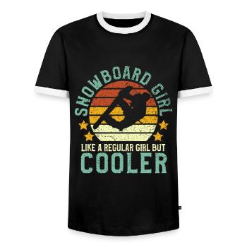 Snowboard Girl Funny Female Snowboarding & Snowboa - Men's Ringer Shirt - black/white - Front - AI Model Female 172 light (172cm) & AI Model Male 178 light (178cm)
