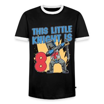 Knight Birthday 8th Knight Birthday Party - Men's Ringer Shirt - black/white - Front - AI Model Female 172 light (172cm) & AI Model Male 178 light (178cm)
