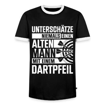 Dartspieler Dartpfeil Dartscheibe Dart Geschenk - Männer Kontrast-T-Shirt - Schwarz/Weiß - Vorne - AI Model Female 172 light (172cm) & AI Model Male 178 light (178cm)