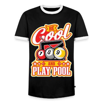 Billard Billard Billard Club de billard Club de billard - T-shirt contrasté Homme - noir/blanc - Devant - AI Model Female 172 light (172cm) & AI Model Male 178 light (178cm)