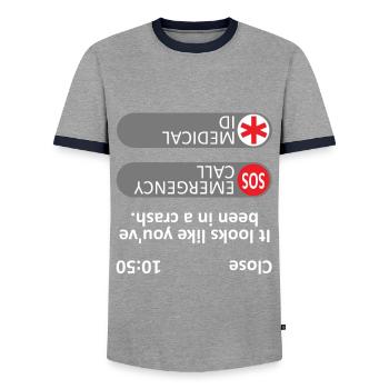 On dirait que vous avez été dans un crash - mème - T-shirt contrasté Homme - gris/marine  - Devant - AI Model Female 172 light (172cm) & AI Model Male 178 light (178cm)