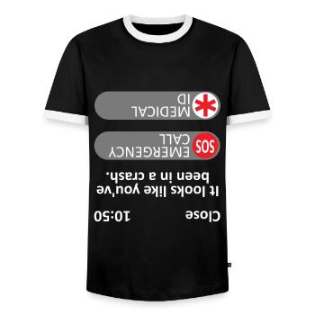 It looks like you've been in a crash - meme - Men's Ringer Shirt - black/white - Front - AI Model Female 172 light (172cm) & AI Model Male 178 light (178cm)