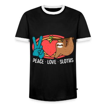 Sloth idea, Funny Sloth idea, Sloth Tee, Sloth Lov - Men's Ringer Shirt - black/white - Front - AI Model Female 172 light (172cm) & AI Model Male 178 light (178cm)