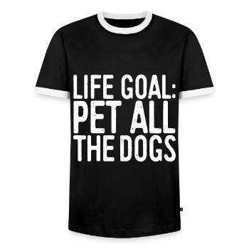 Life Goal Pet All The Dogs idea Pet Lover Gift - Men's Ringer Shirt - black/white - Front - AI Model Female 172 light (172cm) & AI Model Male 178 light (178cm)