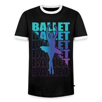 Ballett, Ballerina, Girl, Mädchen, Tanzen - Männer Kontrast-T-Shirt - Schwarz/Weiß - Vorne - AI Model Female 172 light (172cm) & AI Model Male 178 light (178cm)