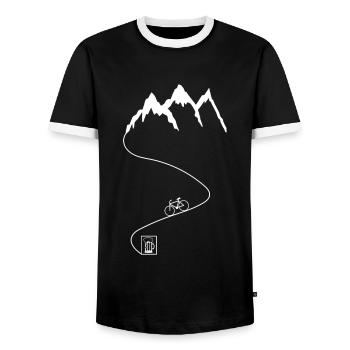 Montagnes Bière Gravel Vélo de route Cycliste Cycliste - T-shirt contrasté Homme - noir/blanc - Devant - AI Model Female 172 light (172cm) & AI Model Male 178 light (178cm)