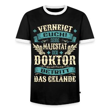 Doktor Geschenk Lustige Sprüche - Männer Kontrast-T-Shirt - Schwarz/Weiß - Vorne - AI Model Female 172 light (172cm) & AI Model Male 178 light (178cm)
