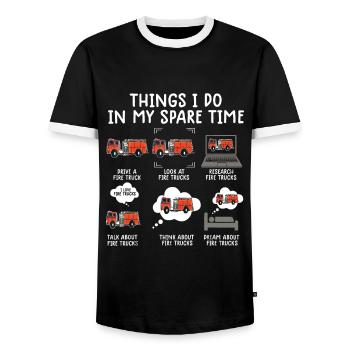 Things I Do In My Spare Time Funny Fire Truck Fire - Men's Ringer Shirt - black/white - Front - AI Model Female 172 light (172cm) & AI Model Male 178 light (178cm)