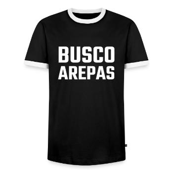 Busco arepas, venezuela arepa - Men's Ringer Shirt - black/white - Front - AI Model Female 172 light (172cm) & AI Model Male 178 light (178cm)