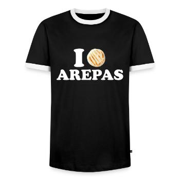 I love arepas, venezuela arepas - Men's Ringer Shirt - black/white - Front - AI Model Female 172 light (172cm) & AI Model Male 178 light (178cm)