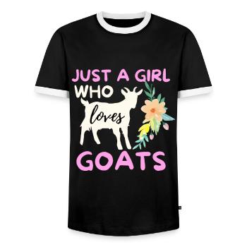 Nur ein Mädchen, das Ziegen liebt - Lustiger Ziegenliebhaber & F - Männer Kontrast-T-Shirt - Schwarz/Weiß - Vorne - AI Model Female 172 light (172cm) & AI Model Male 178 light (178cm)
