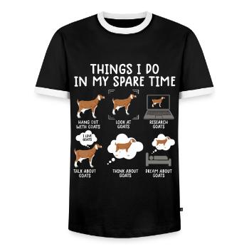 Drôles d’idées de chèvre 6 choses que je fais pendant mon temps libre go go - T-shirt contrasté Homme - noir/blanc - Devant - AI Model Female 172 light (172cm) & AI Model Male 178 light (178cm)