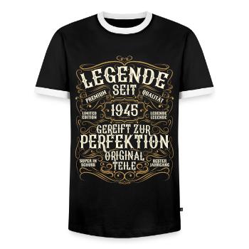 Legende 1945 Geburtstag legendär seit 1945 - Männer Kontrast-T-Shirt - Schwarz/Weiß - Vorne - AI Model Female 172 light (172cm) & AI Model Male 178 light (178cm)